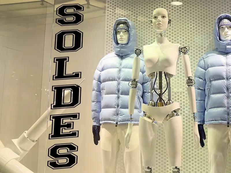 Sticker mural Saldos Soldes Old School vertical résultat en situation gros plan Sticker Soldes Old School vertical