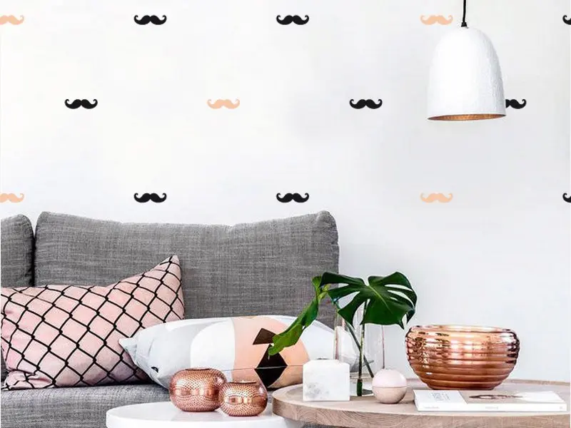 Sticker mural Pack Déco - Tendance Pack Deco Moustache résultat en situation Sticker Pack Deco Moustache
