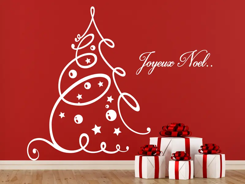 Sticker mural Noël Sapin de Noël Fêtes 2 résultat en situation Sticker Sapin de Noël Fêtes 2