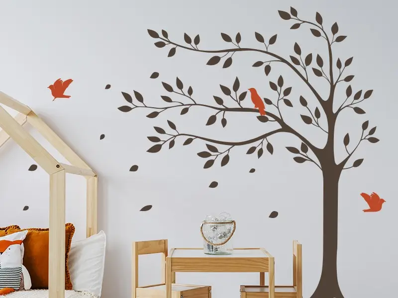 Sticker mural Stickers Arbres Arbre d'Automne 6 résultat en situation gros plan Sticker Arbre d'Automne 6