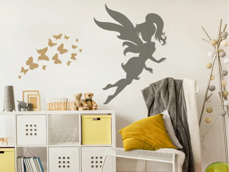 Sticker mural Féerique Fée Papillon 6 résultat en situation Sticker Fée Papillon 6