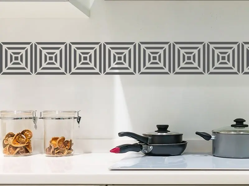 Sticker mural Stickers Frises Frise Deco Carrés résultat en situation gros plan Sticker Frise Deco Carrés