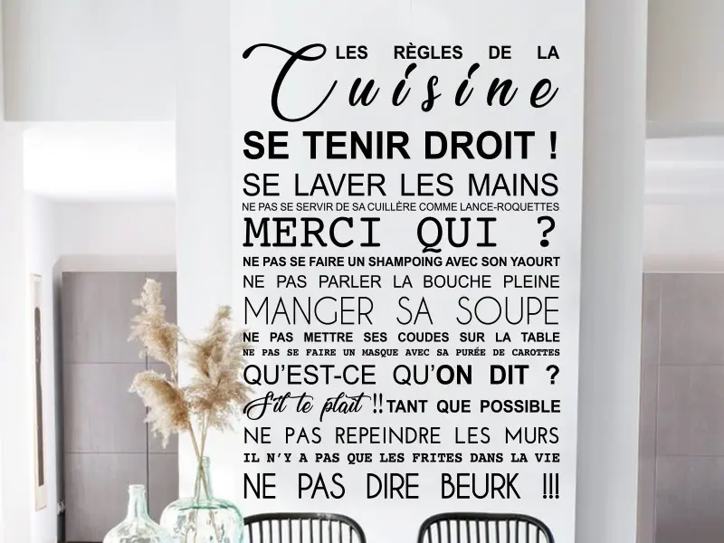 Sticker mural Textos & Receitas Les Règles de la Cuisine Sarcastique résultat en situation gros plan Sticker Les Règles de la Cuisine Sarcastique