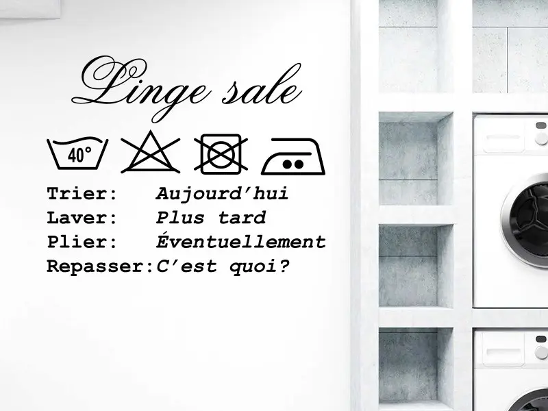 Sticker Linge Sale Buanderie
