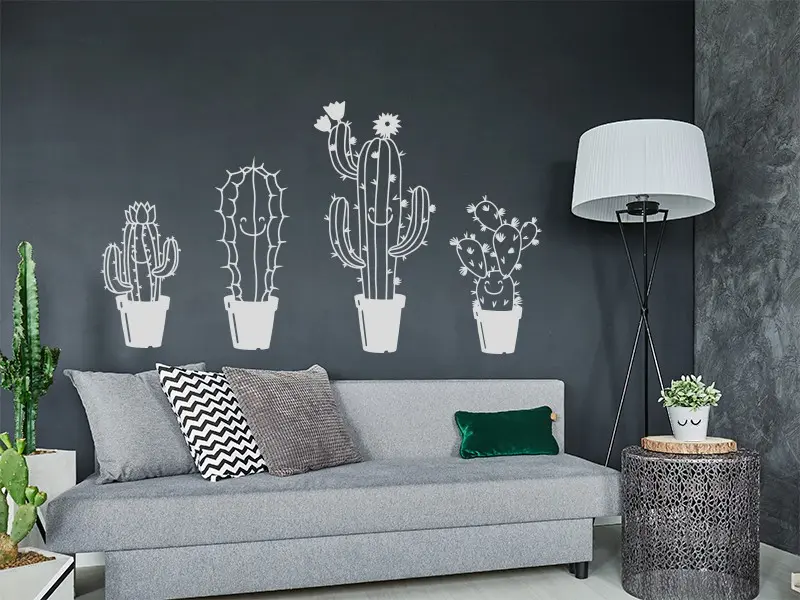 Sticker mural Cactus Pack Cactus Amusants résultat en situation Sticker Pack Cactus Amusants