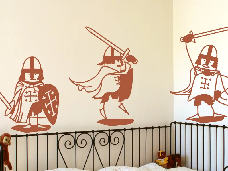 Sticker mural Chevaliers / Cowboys / Héros Pack 3 Chevaliers résultat en situation gros plan Sticker Pack 3 Chevaliers