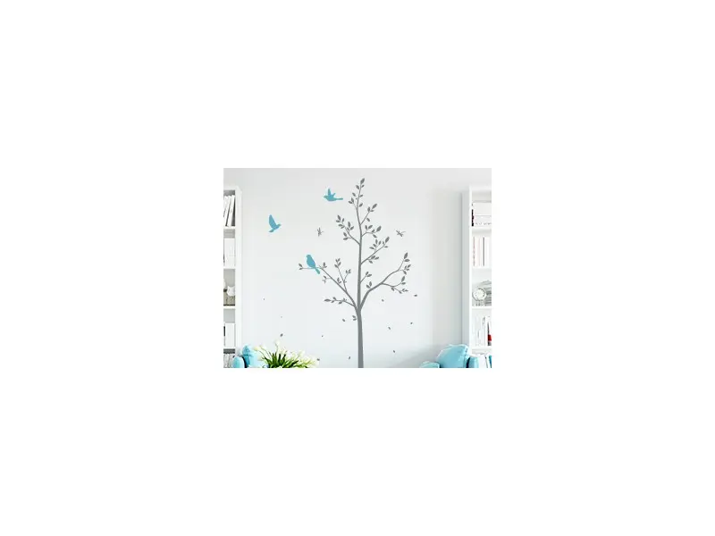 Sticker Arbre Oiseaux Libellules