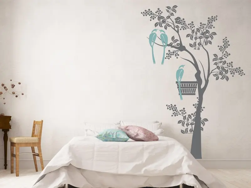 Autocolante Árvore Cerejeira Pássaros résultat en situation Autocolante Árvore Cerejeira Pássaros résultat en situation