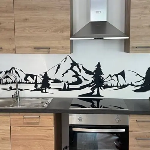 Sticker mural Paysage Montagnes et Sapins