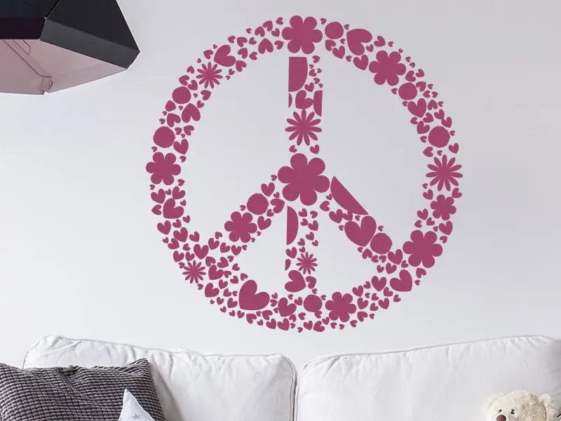 Autocolante de parede Símbolo de Paz e Amor Floral