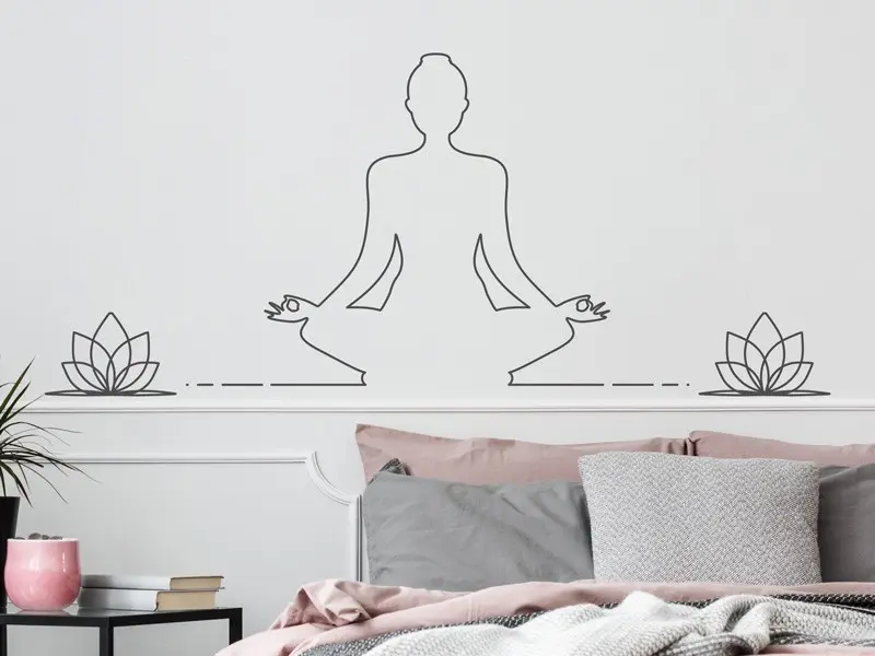 Autocolante Silhueta meditação yoga minimalista résultat en situation gros plan Autocolante Silhueta meditação yoga minimalista