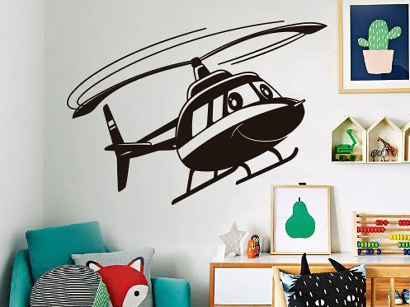 Sticker mural Avions & Bateaux Hélicoptère Enfant résultat en situation gros plan Sticker Hélicoptère Enfant