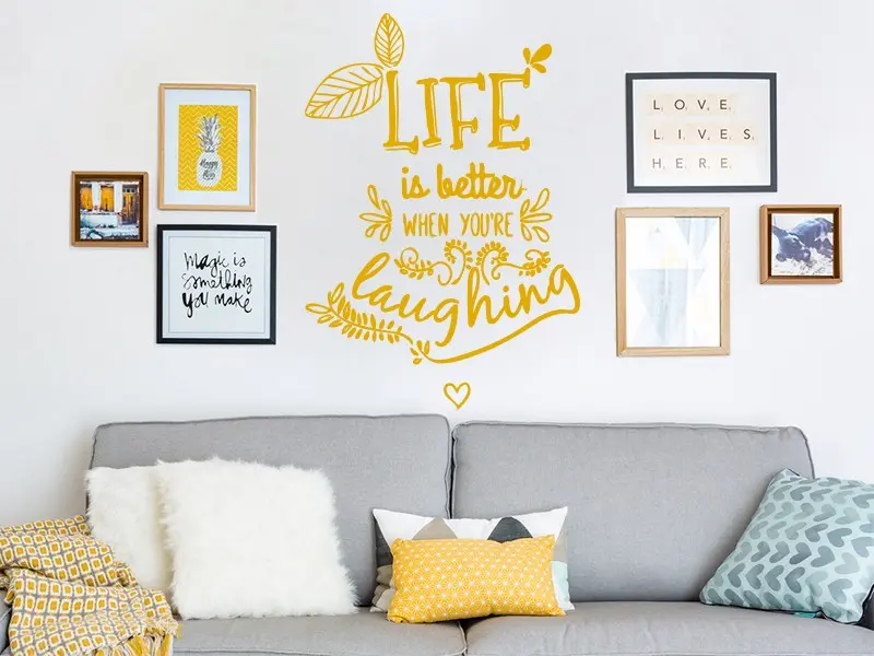 Sticker mural Motivation Text Life Better Laughing résultat en situation Sticker Text Life Better Laughing