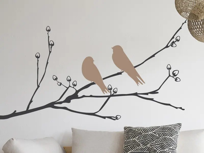 Sticker mural Branches Branche Oiseaux 6 résultat en situation gros plan Sticker Branche Oiseaux 6