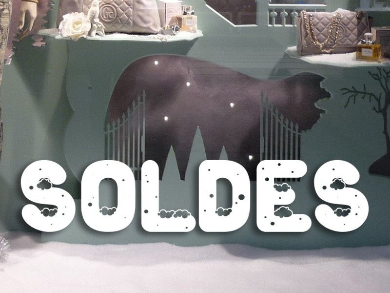 Autocolante para montra Soldes Hiver Neige 2