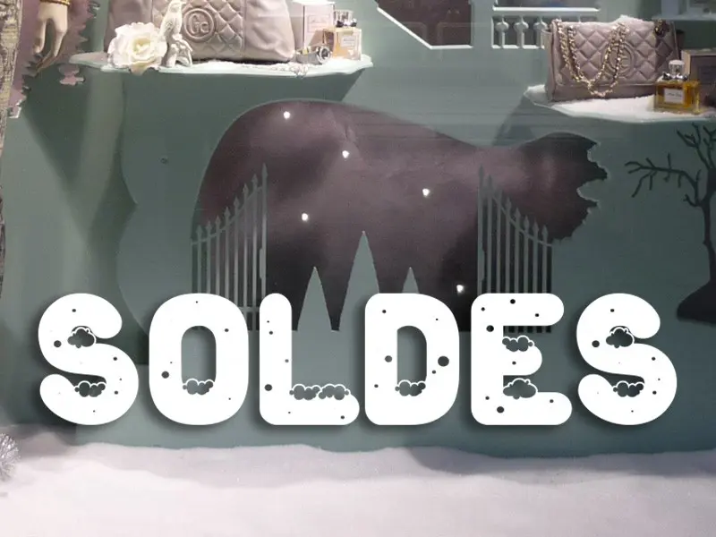 Sticker mural Saldos Soldes Hiver Neige 2 résultat en situation gros plan Sticker Soldes Hiver Neige 2