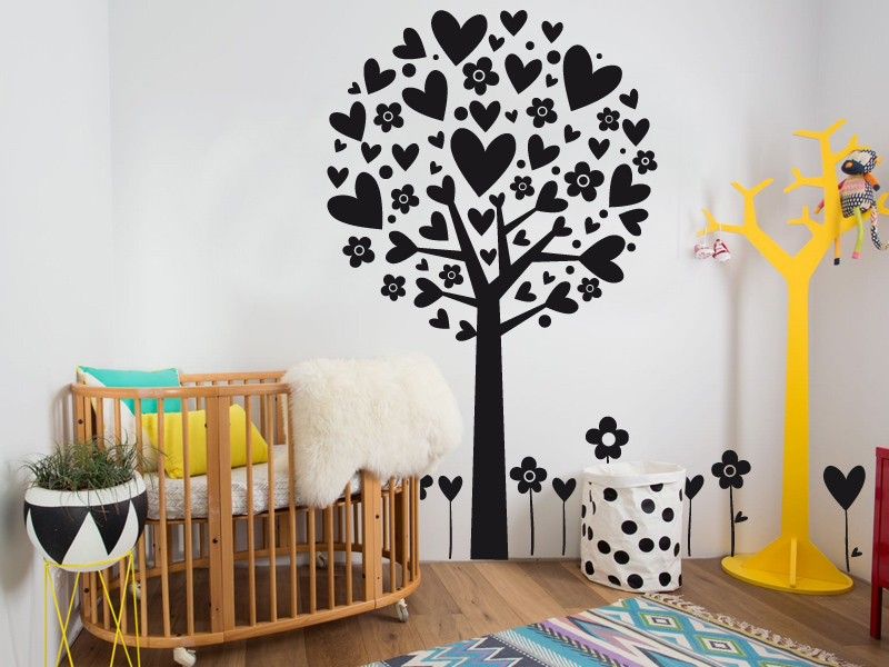 Sticker mural Arbre Coeurs résultat en situation