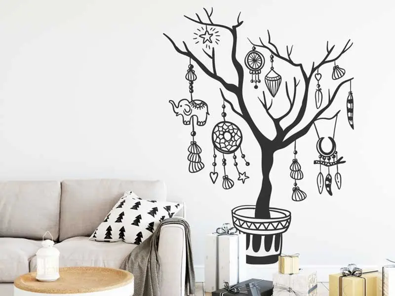Sticker mural Nature Zen Arbre Boho résultat en situation Sticker Arbre Boho