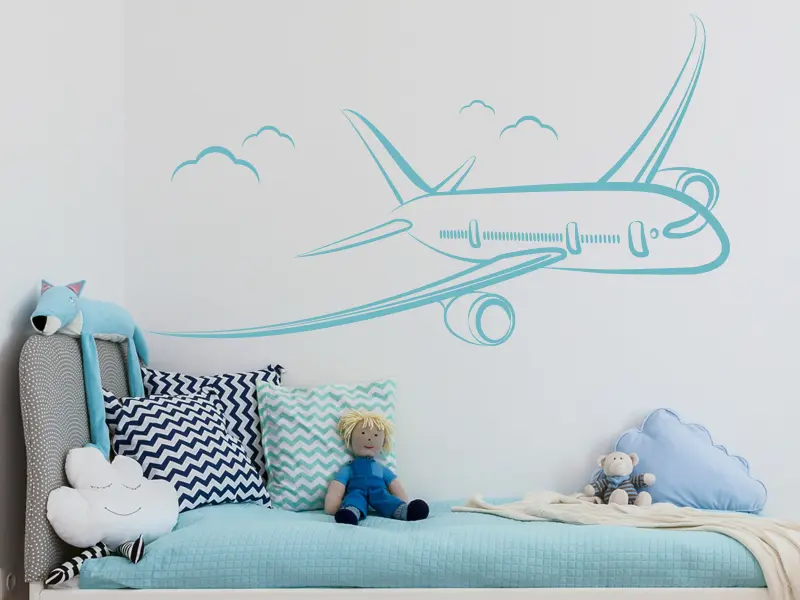 Autocolante Avião infantil résultat en situation