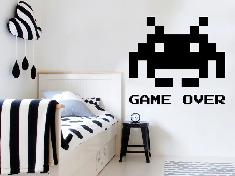 Autocolante Space Invaders Pixel résultat en situation Autocolante Space Invaders Pixel résultat en situation