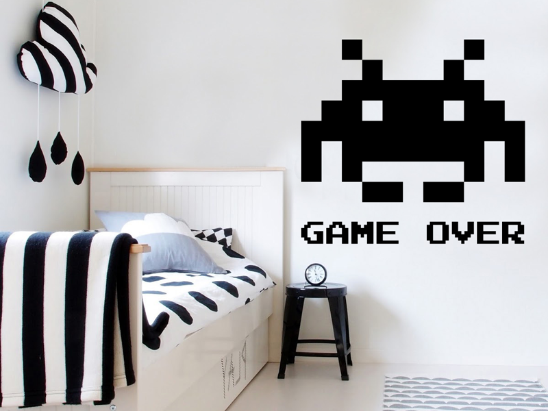 Sticker mural Space Invaders Pixel résultat en situation