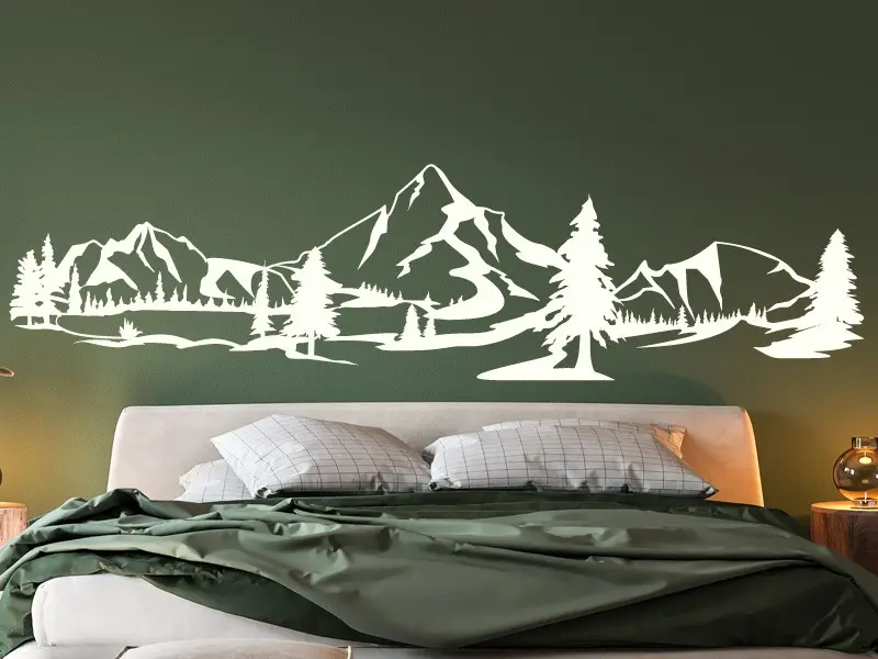 Sticker mural Paysages & Skylines Paysage Montagnes et Sapins résultat en situation gros plan Sticker Paysage Montagnes et Sapins