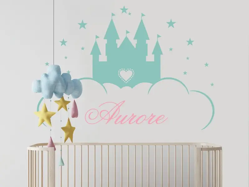 Autocolante de parede Castelo de Princesa Personalizável Autocolante de parede Castelo de Princesa Personalizável