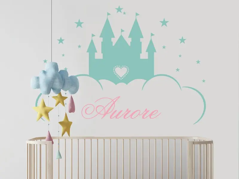 Sticker mural Château de Princesse personnalisable résultat en situation