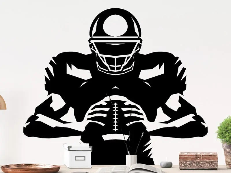 Sticker mural Football Silhouette Joueur de Football Américain résultat en situation gros plan Sticker Silhouette Joueur de Football Américain