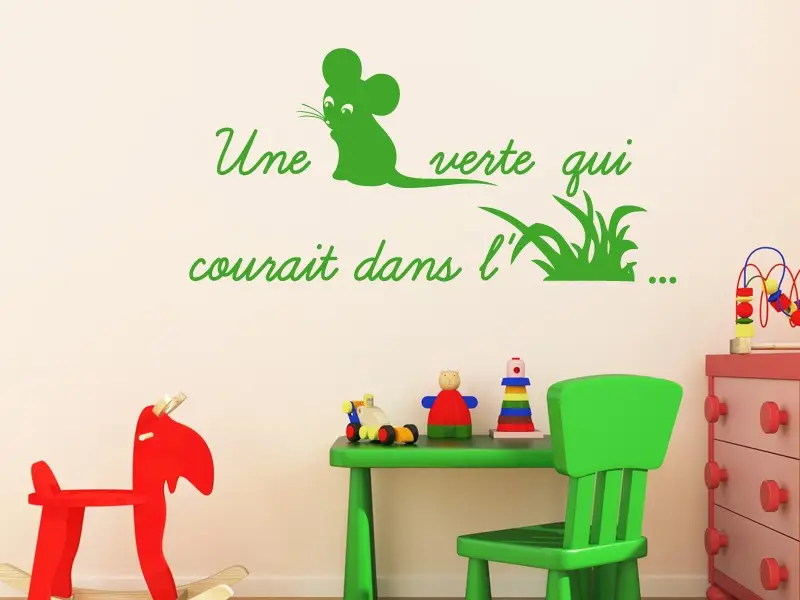 Autocolante de parede Comptine Une souris verte Autocolante de parede Comptine Une souris verte