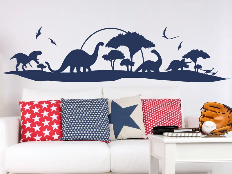 Sticker mural Dinosaures Paysage Dinosaures 2 résultat en situation gros plan Sticker Paysage Dinosaures 2