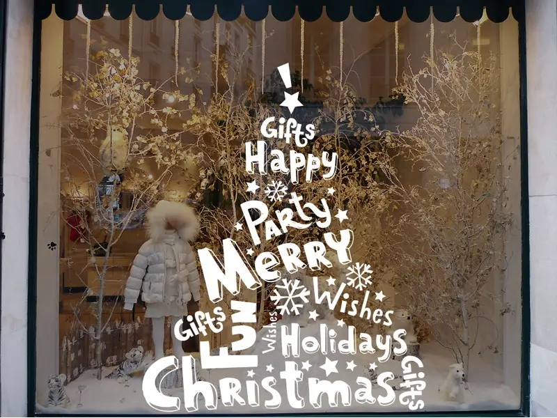 Sticker mural Noël Sapin de Noël Merry Christmas résultat en situation Sticker Sapin de Noël Merry Christmas