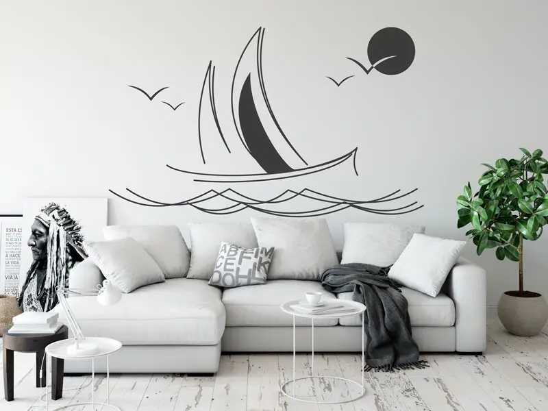 Autocolante Paisagem com Veleiro résultat en situation Autocolante Paisagem com Veleiro résultat en situation