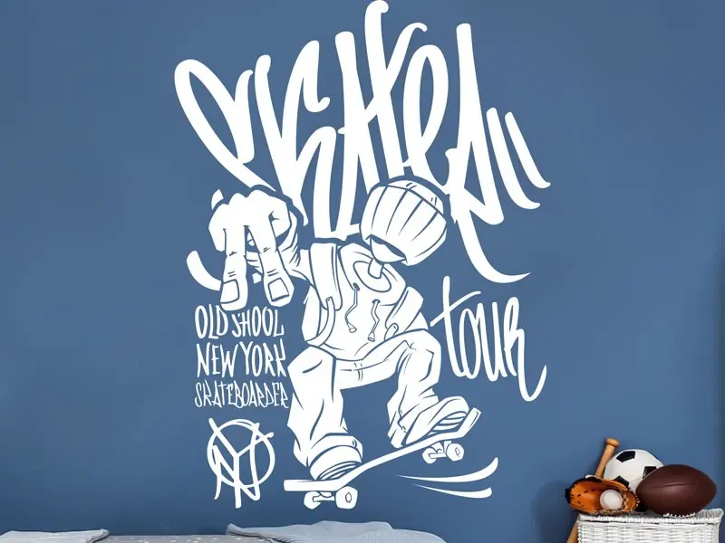 Sticker mural Skate & Ride Skate New-York résultat en situation gros plan Sticker Skate New-York