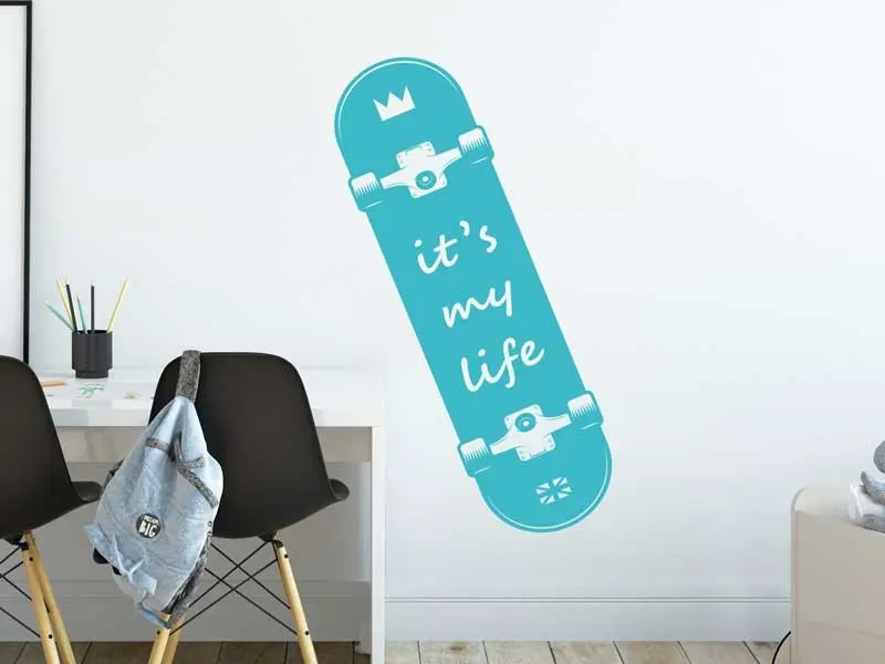 Sticker mural Skate & Ride Skateboard 3 résultat en situation Sticker Skateboard 3