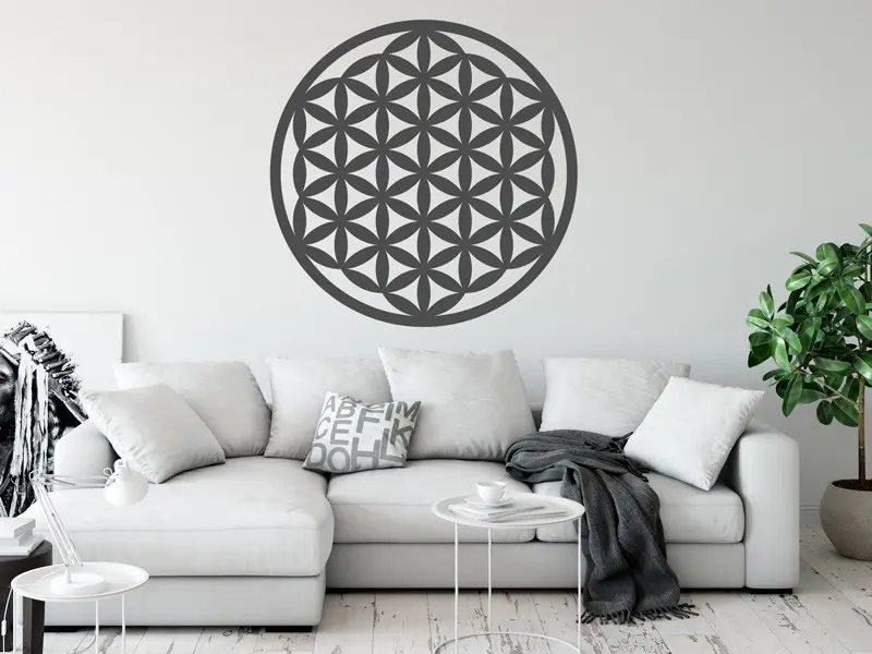 Sticker mural Stickers muraux fleurs Fleur de Vie Zen résultat en situation Sticker Fleur de Vie Zen