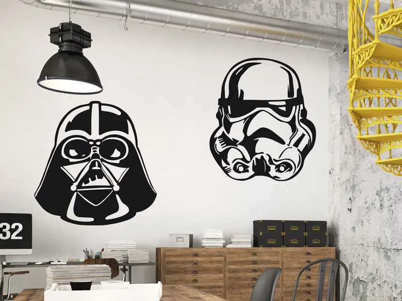 Sticker mural Célébrités Star Wars 2 résultat en situation Sticker Star Wars 2