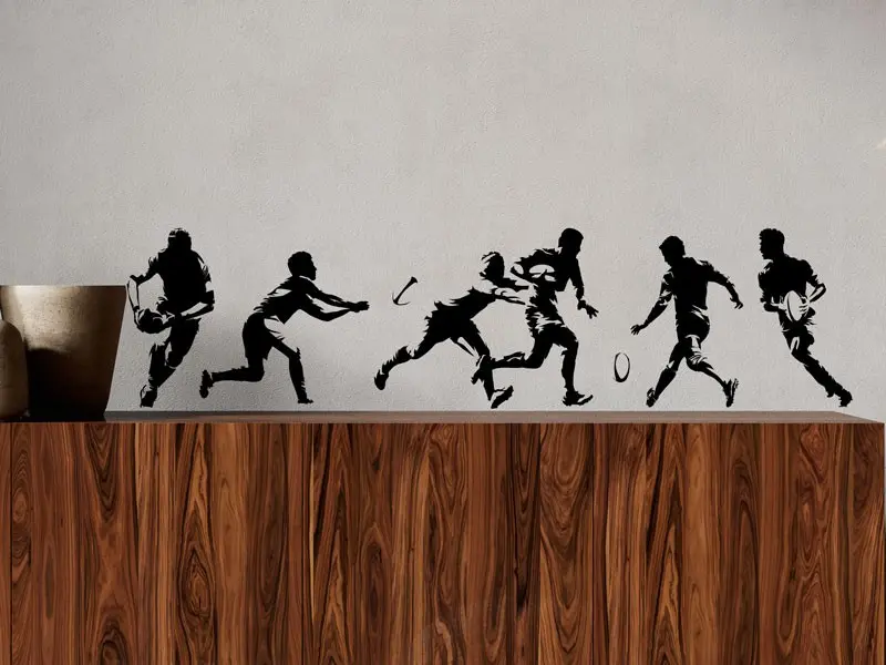 Sticker mural Stickers Sport Kit 6 Joueurs de Rugby résultat en situation Sticker Kit 6 Joueurs de Rugby