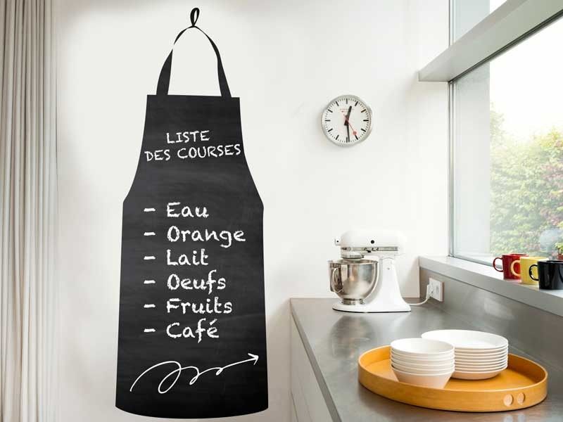 Sticker mural Ardoise Tablier de cuisine résultat en situation