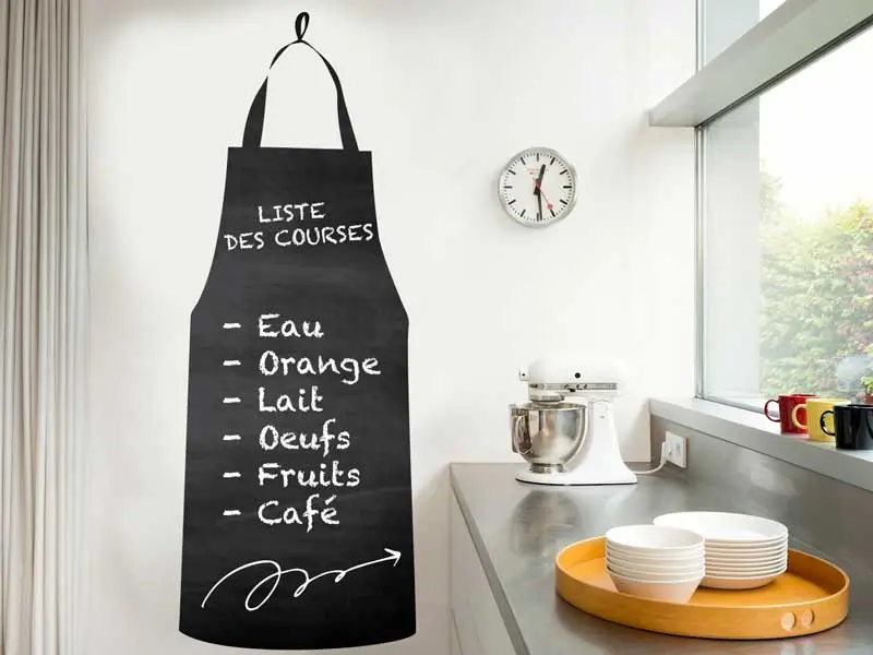 Sticker mural Ardoise Tablier de cuisine résultat en situation