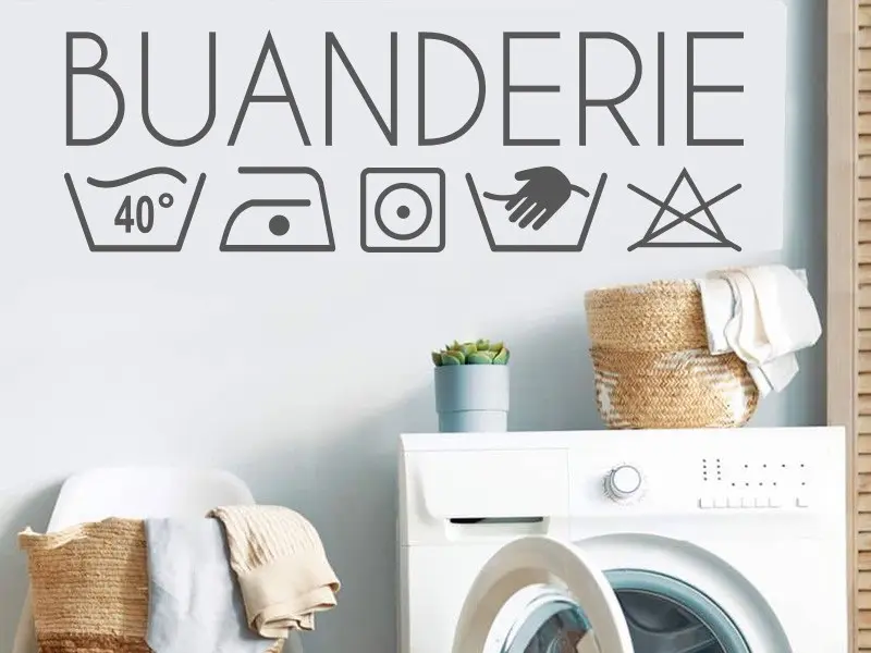 Sticker mural Casa do banho & WC Buanderie 2 résultat en situation gros plan Sticker Buanderie 2