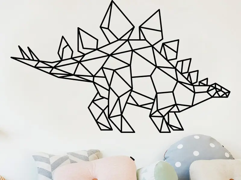 Sticker mural Dinosaures Dinosaure Stegosaurus Géométrique résultat en situation gros plan Sticker Dinosaure Stegosaurus Géométrique