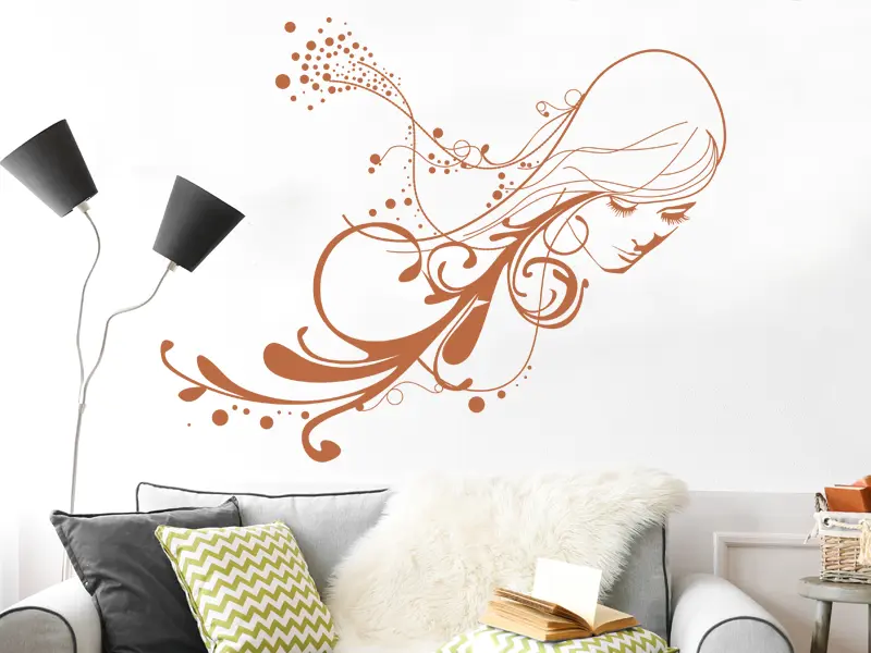 Sticker mural Silhouettes Visage Femme résultat en situation Sticker Visage Femme