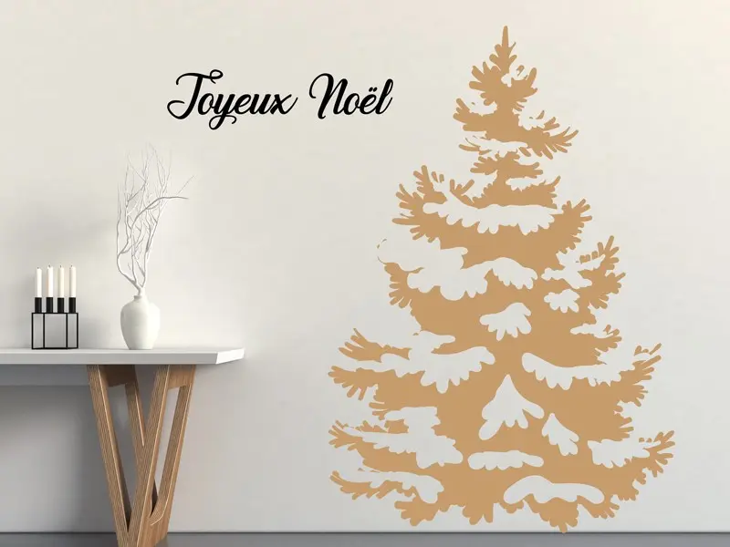 Sticker mural Noël Sapin de Noël Naturel résultat en situation Sticker Sapin de Noël Naturel