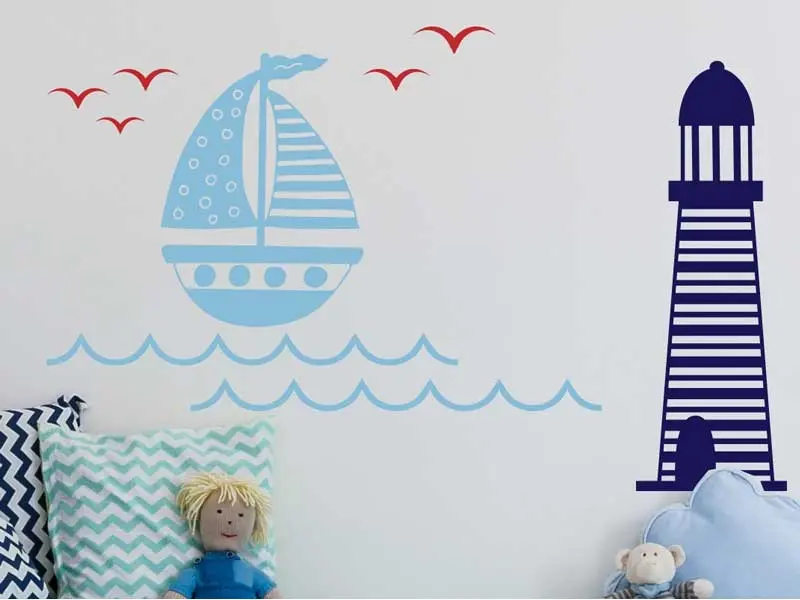 Sticker mural Avions & Bateaux Paysage Mer Enfant résultat en situation gros plan Sticker Paysage Mer Enfant