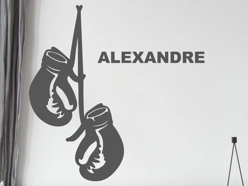 Sticker mural Autres Sports Gants de Boxe avec texte personnalisé résultat en situation gros plan Sticker Gants de Boxe avec texte personnalisé