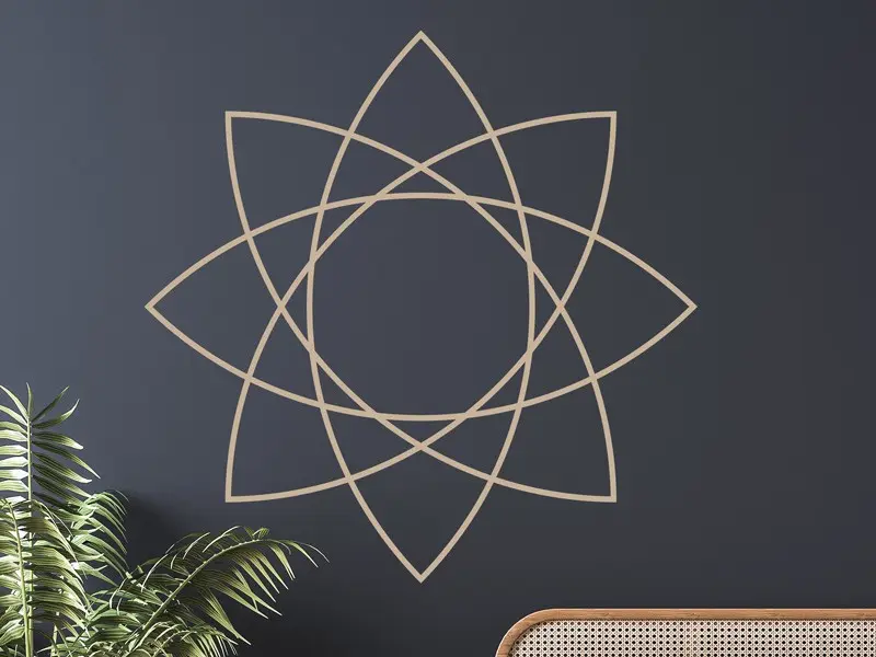 Sticker mural Origami - Géométrie Mandala Fleur de lotus Géometrique résultat en situation gros plan Sticker Mandala Fleur de lotus Géometrique