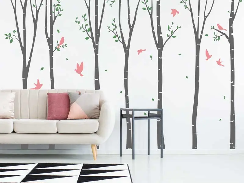 Sticker mural Stickers Arbres Arbres Bouleaux 4 résultat en situation Sticker Arbres Bouleaux 4