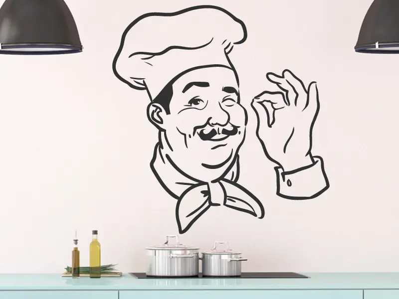 Sticker mural Chef - Ustensiles Chef résultat en situation Sticker Chef