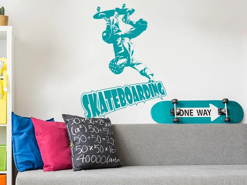 Sticker mural Skate & Ride Skateboarding résultat en situation Sticker Skateboarding